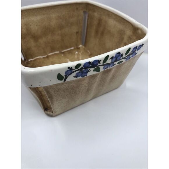 Fitzy's Maine Blueberry Ware Decorative Art Pottery Ceramic Quart Size Basket - Picture 6 of 16